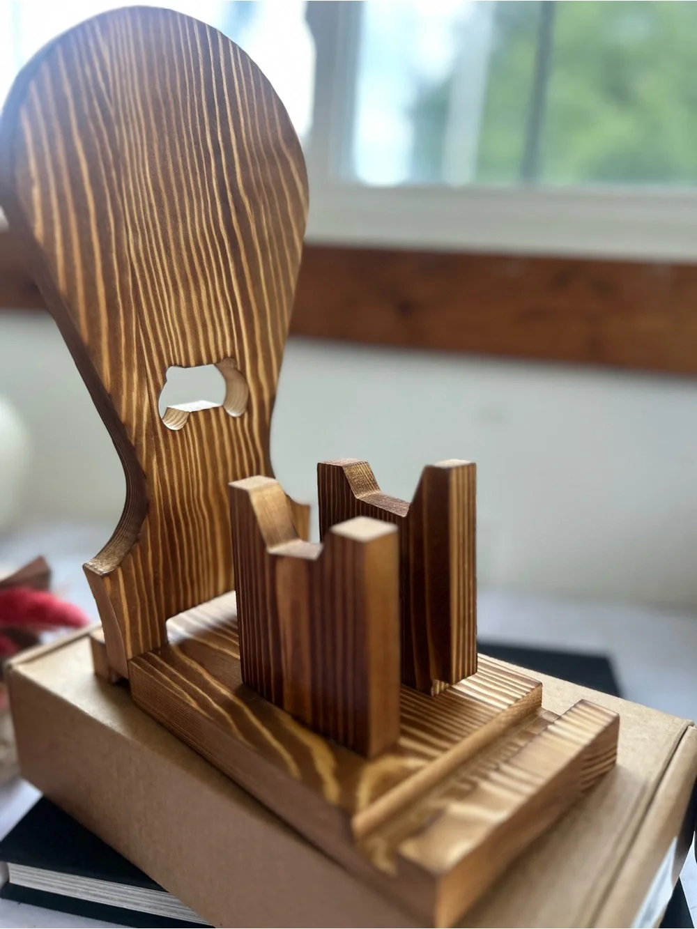 Wooden Gaming Controller Stand - Natural Brown